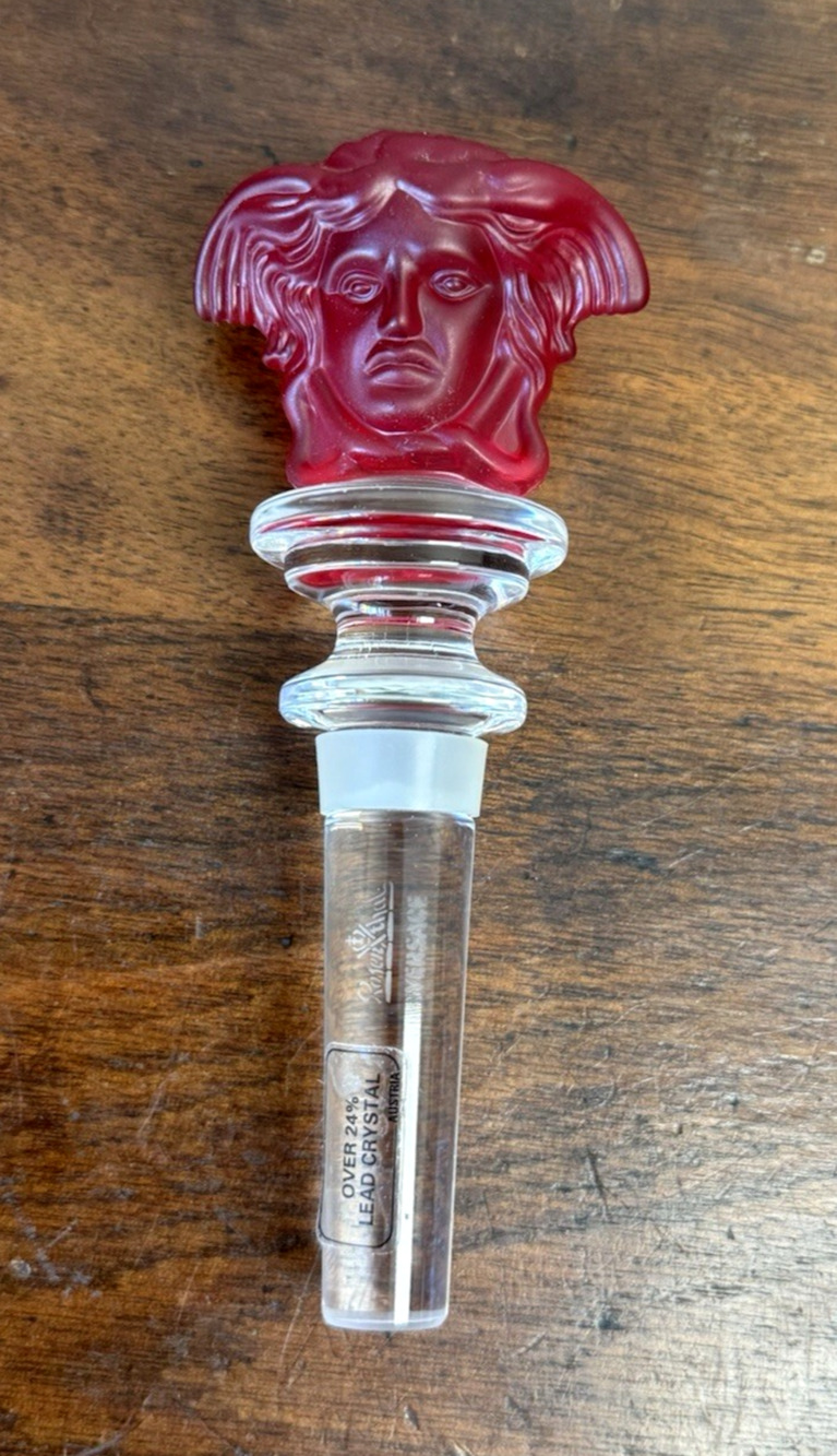 Versace Rosenthal Medusa Red Crystal Wine Bottle Stopper New No Box 5"